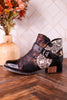 Black Painted & Embossed Leather Ankle Boots