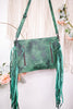 Emerald Green Crossbody Bag with Metal and Stone Accents