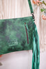 Emerald Green Crossbody Bag with Metal and Stone Accents