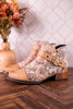 Beige Painted & Embossed Leather Ankle Boots