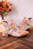 Beige Painted & Embossed Leather Ankle Boots