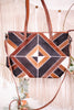 Geometric Patterned Leather and Cowhide Tote Bag