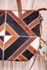 Geometric Patterned Leather and Cowhide Tote Bag