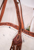 Cowhide Tote Bag with Leather Fringe and Accents