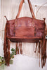 Cowhide Tote Bag with Leather Fringe and Accents