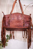 Cowhide Tote Bag with Leather Fringe and Accents