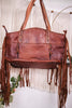 Cowhide Tote Bag with Leather Fringe and Accents