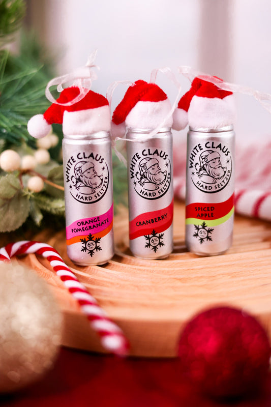 White Claus Seltzer Christmas Ornaments (Threes Styles)