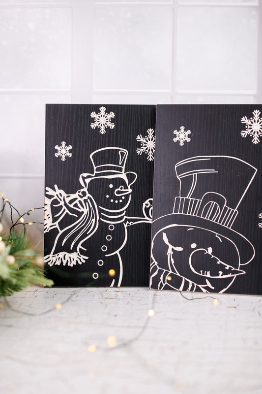 Black & White Snowman Wall Signs (2 Styles)