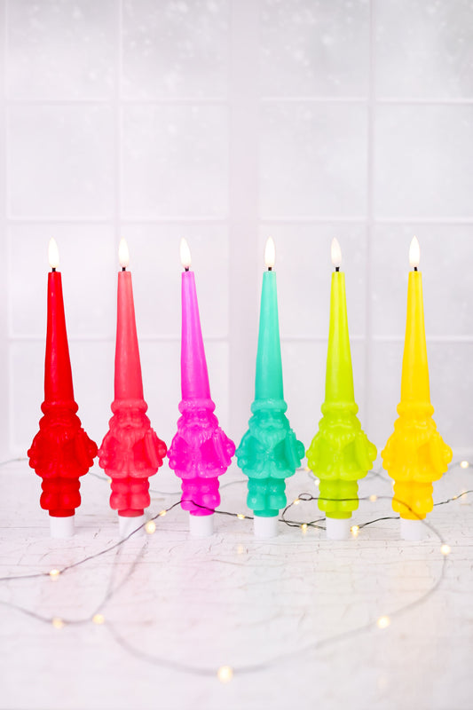 Light Up Santa Tapered Flameless Candle (6 Colors)