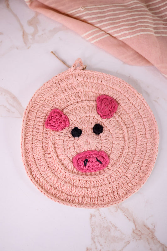 Crocheted Pig Trivet