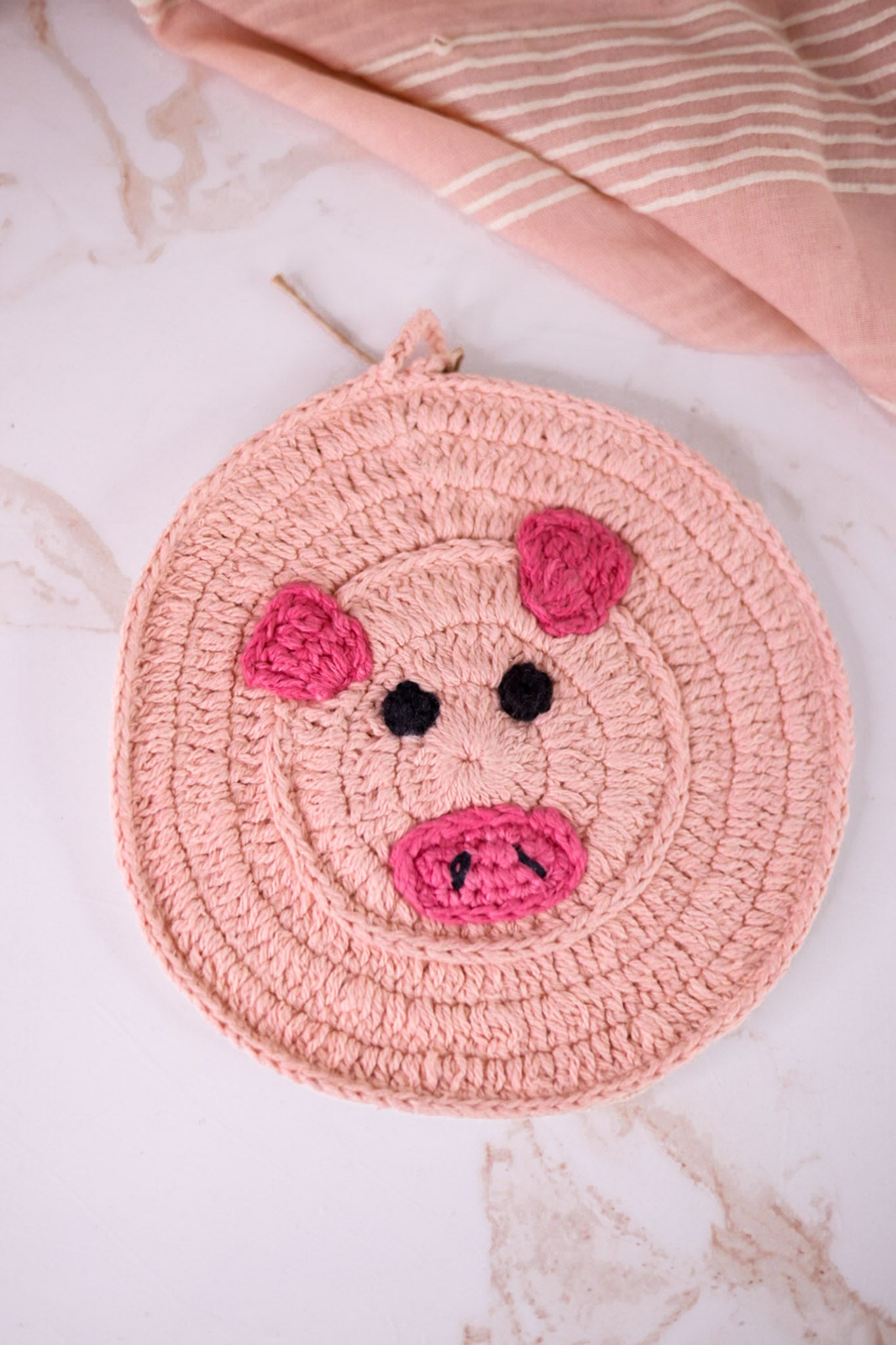 Crocheted Pig Trivet