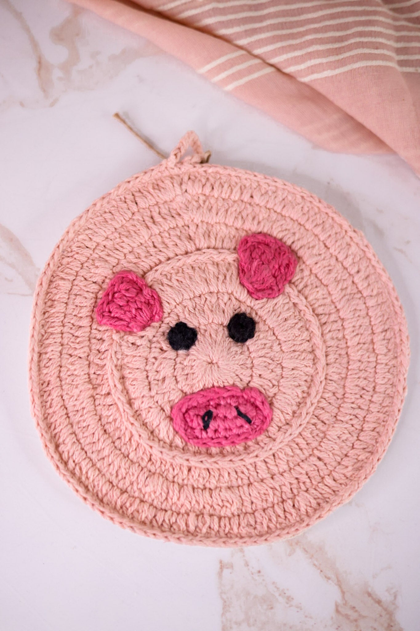 Crocheted Pig Trivet