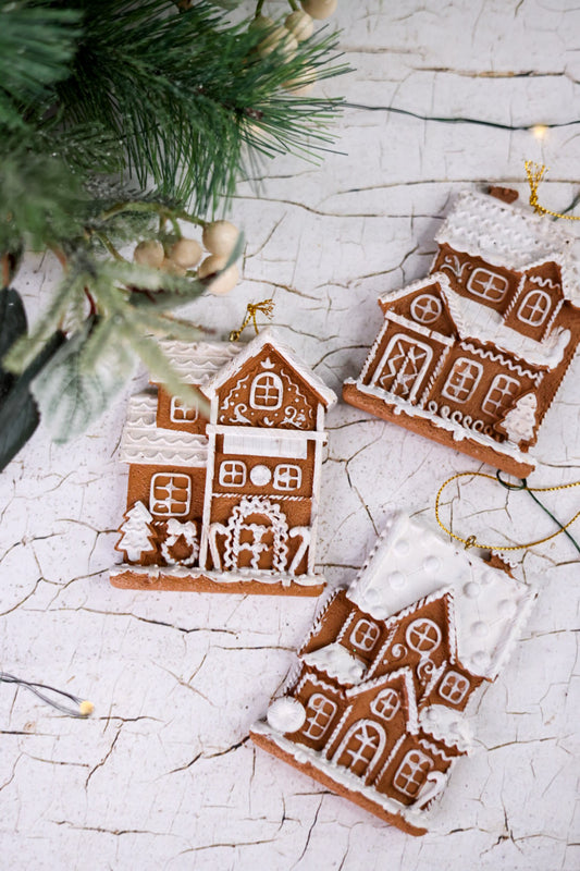Resin Gingerbread House Ornaments (3 Styles)