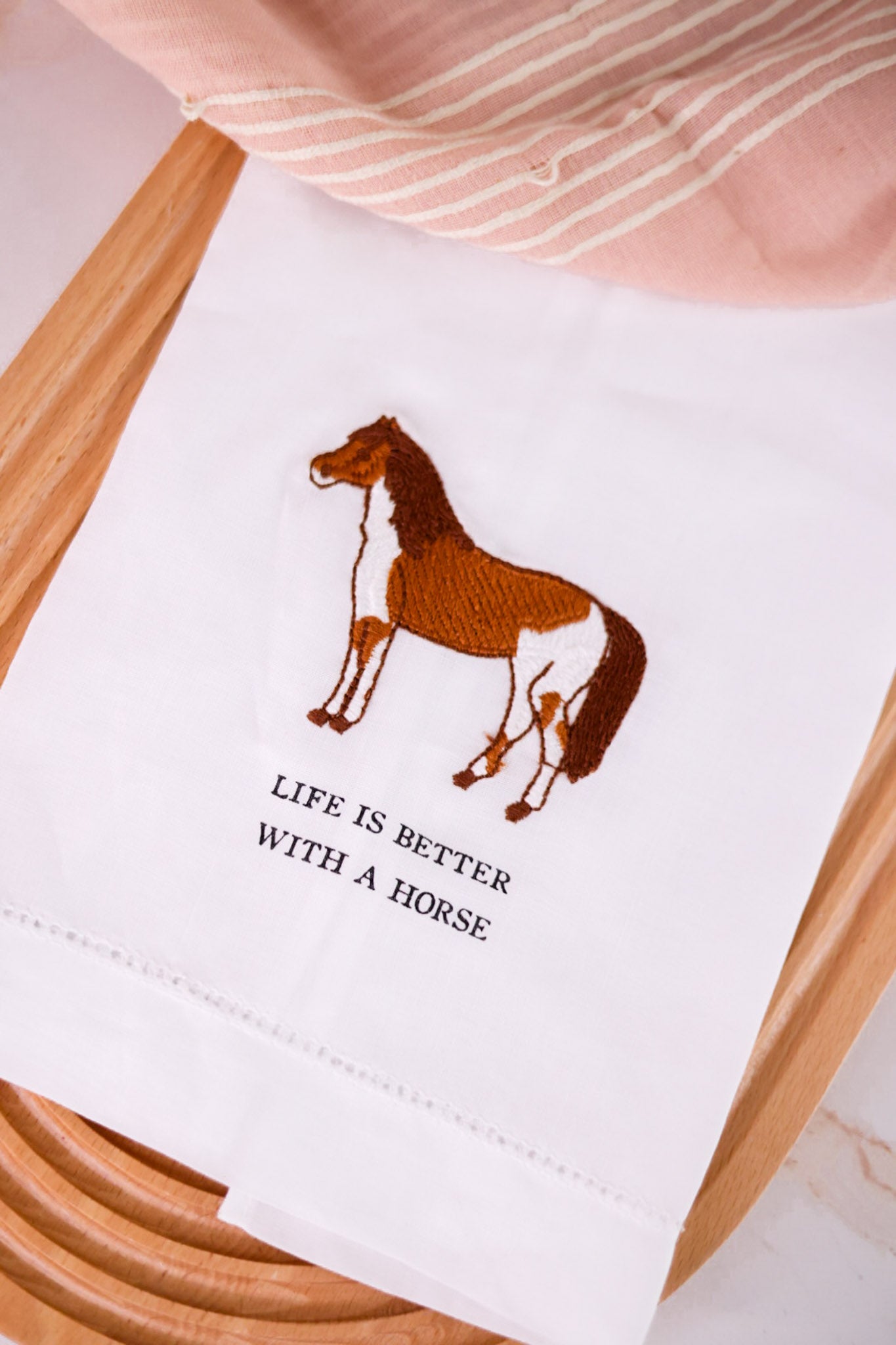 Horse Embroidered Hand Towel