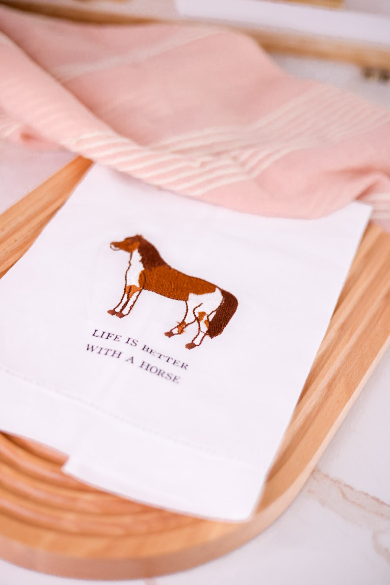 Horse Embroidered Hand Towel