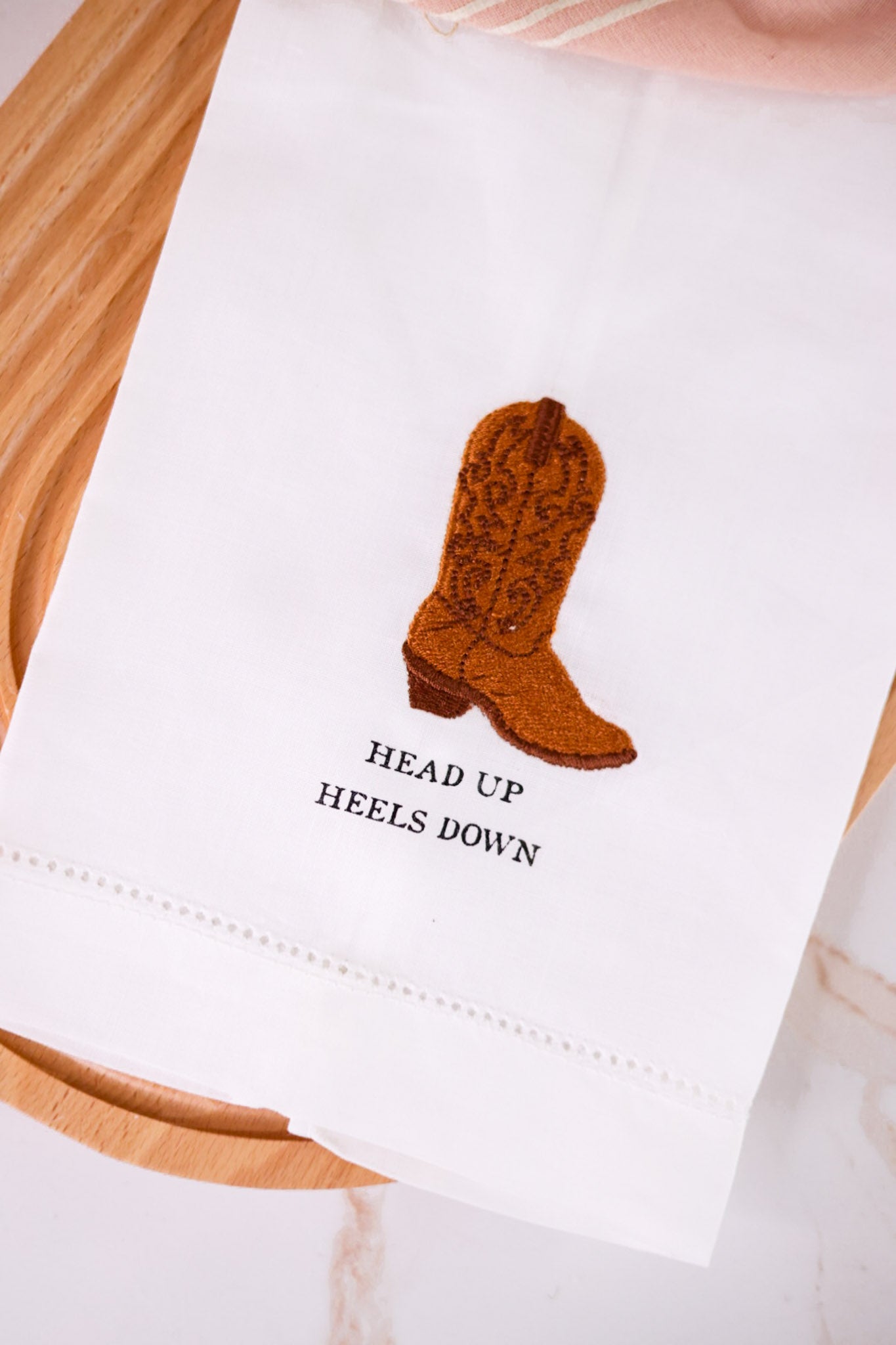 Cowboy Boot Embroidered Hand Towel