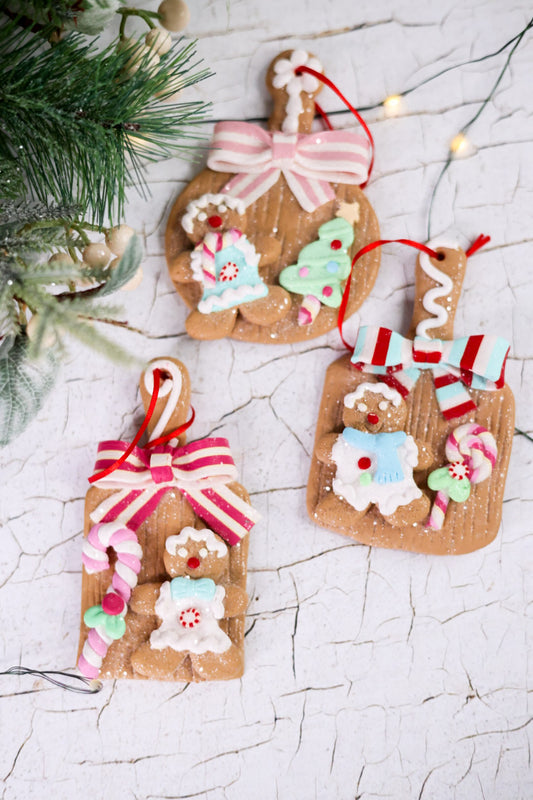 Clay Dough Christmas Gingerbread Ornaments (3 Styles)