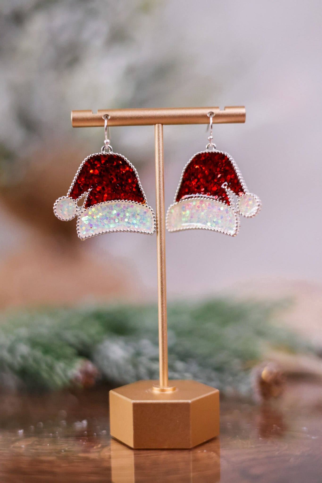 Glittering Santa Hat Earrings