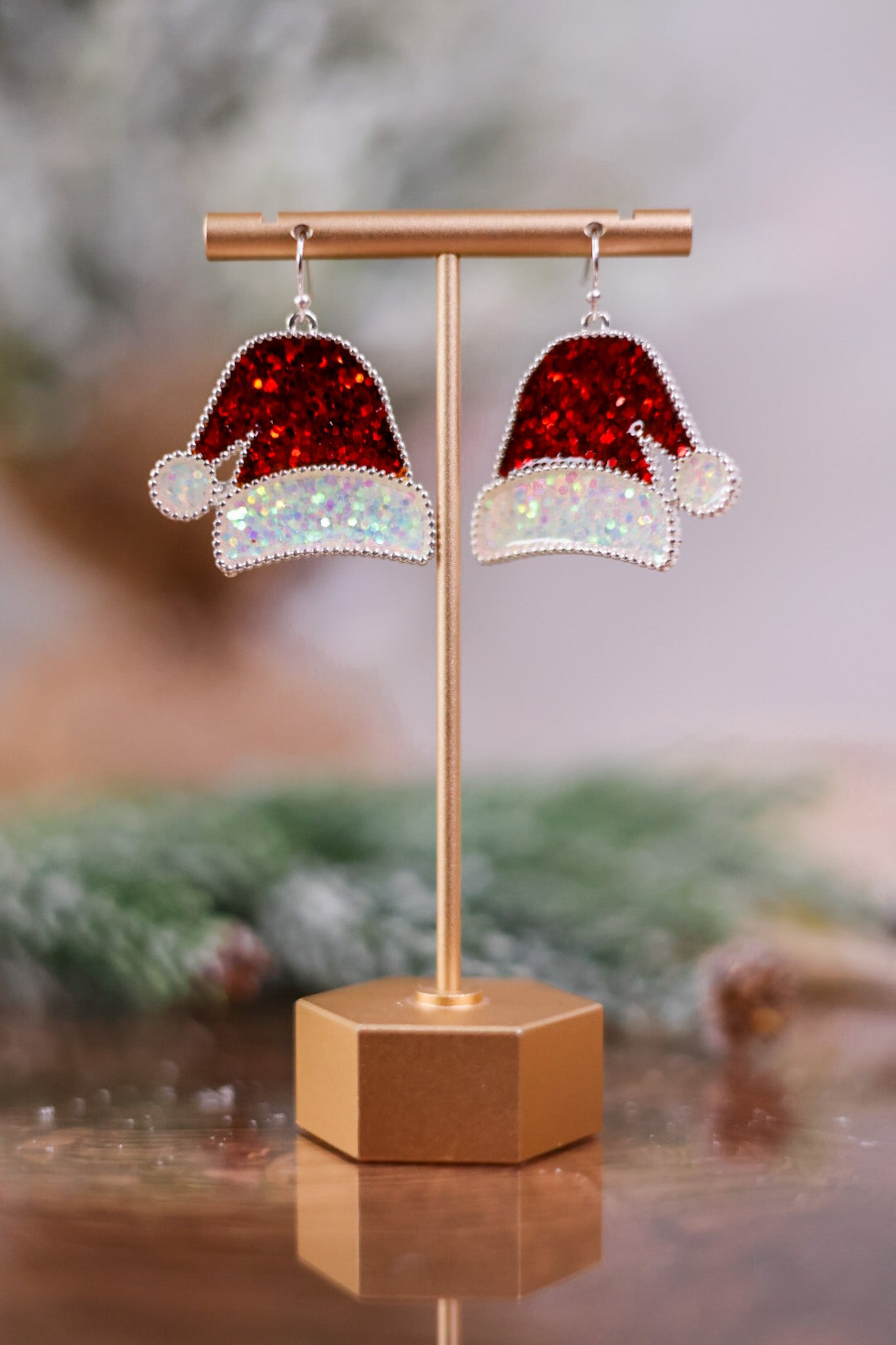 Glittering Santa Hat Earrings