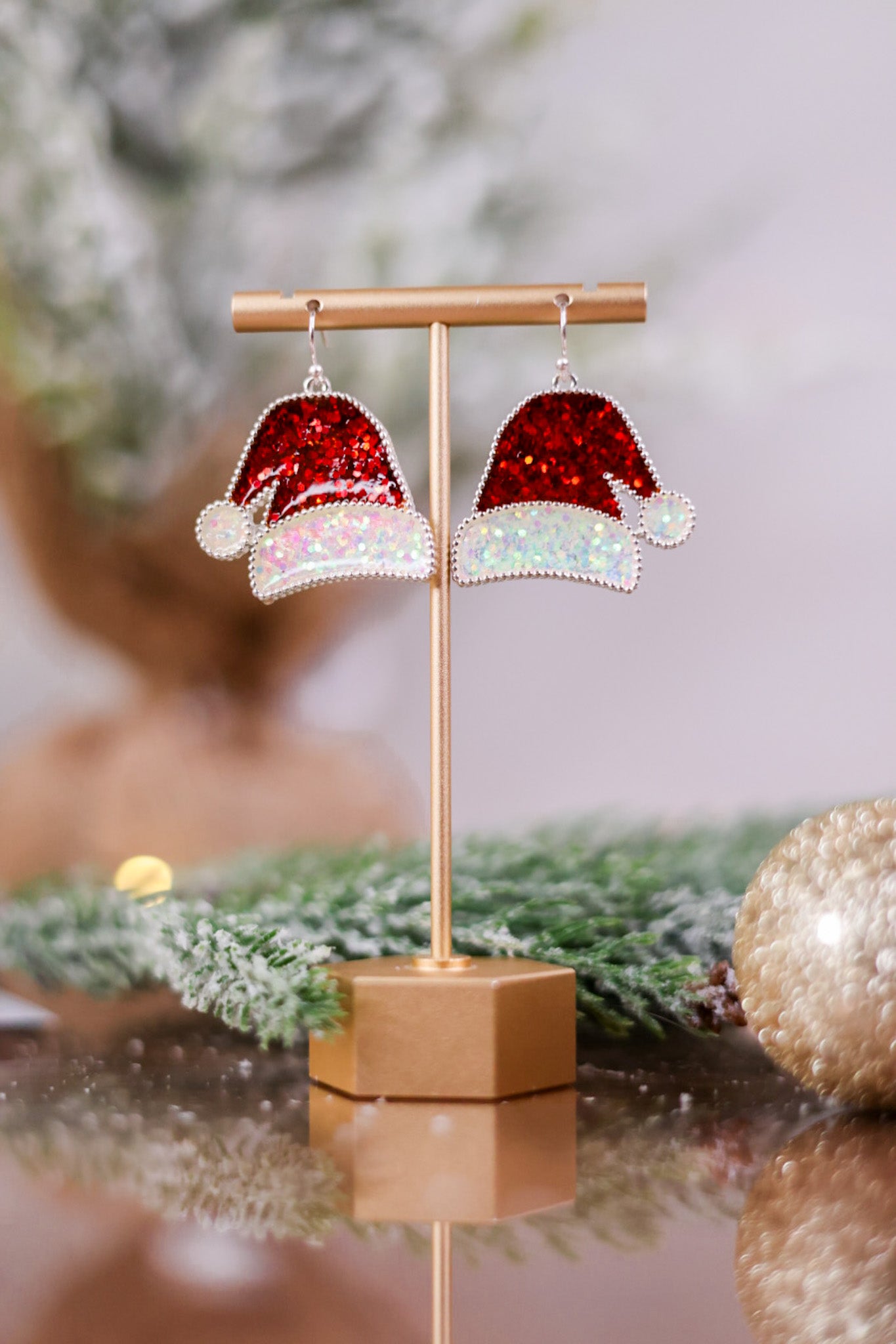 Glittering Santa Hat Earrings
