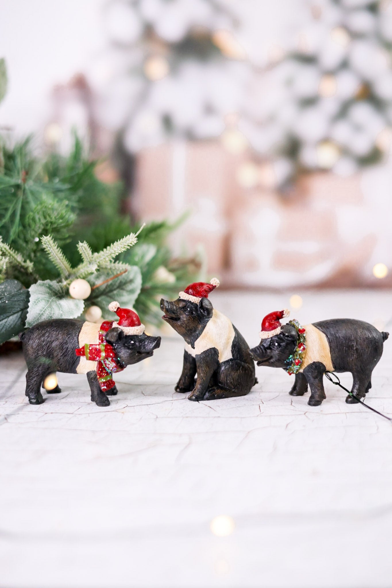 Resin Christmas Pig Tabletop Decorative Figures (3 Styles)