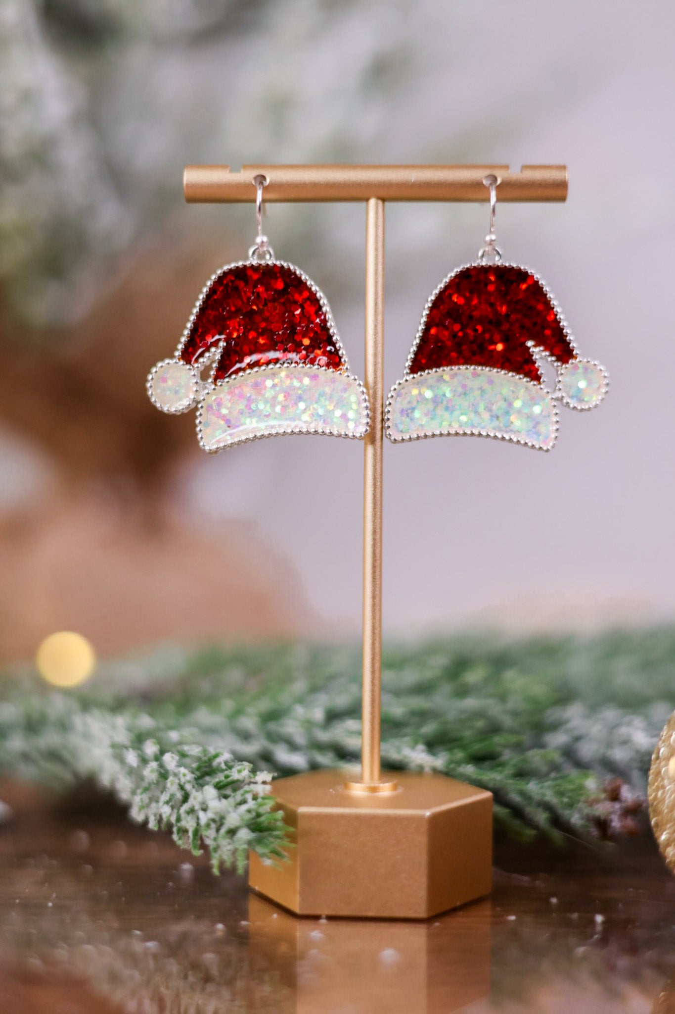 Glittering Santa Hat Earrings