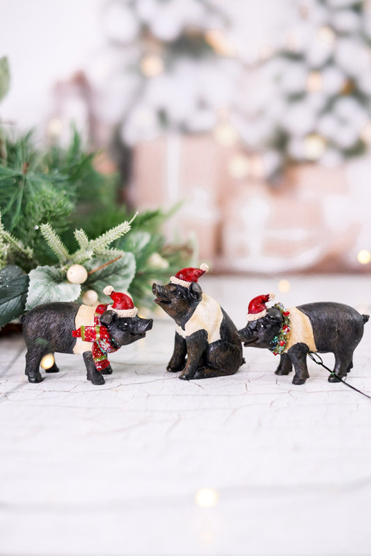 Resin Christmas Pig Tabletop Decorative Figures (3 Styles)