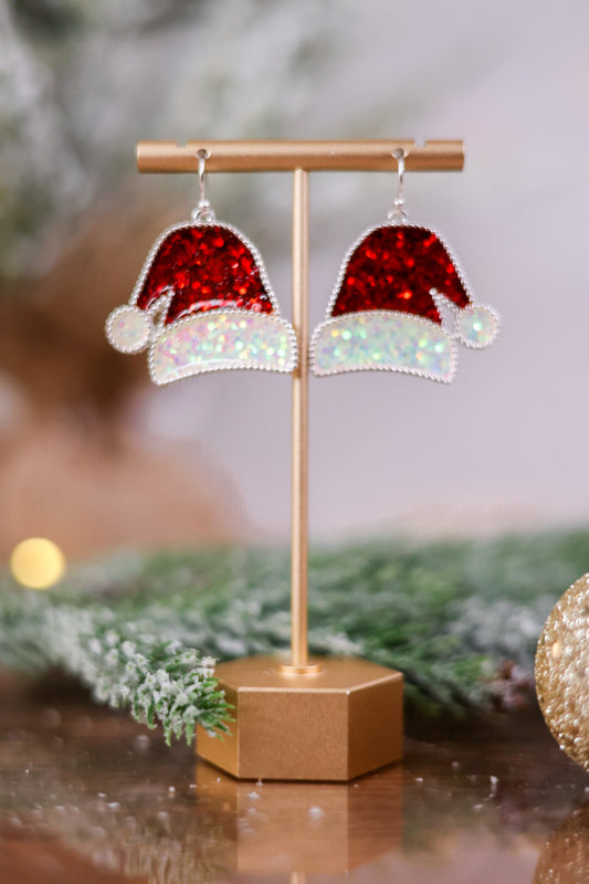 Glittering Santa Hat Earrings