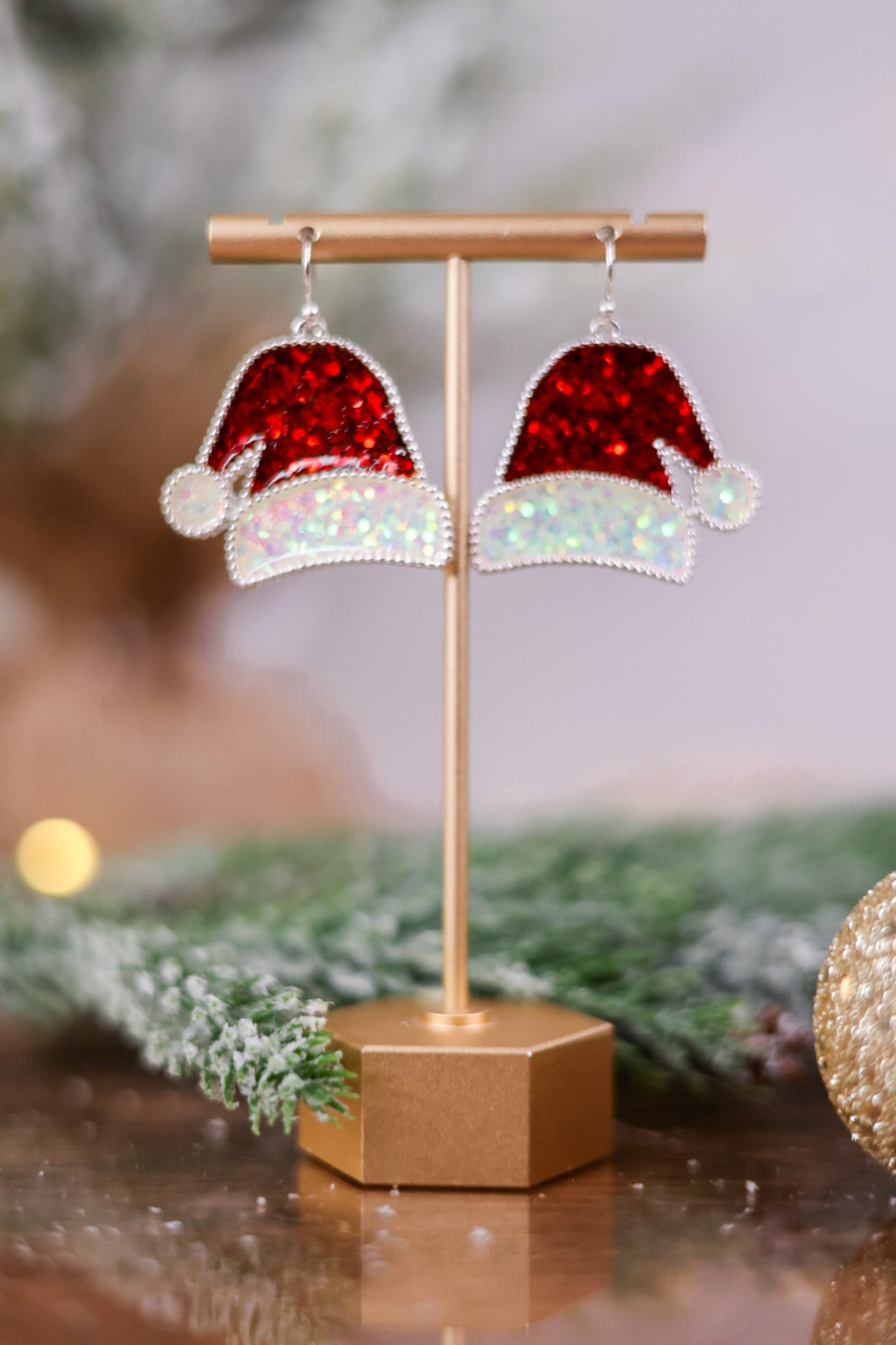 Glittering Santa Hat Earrings