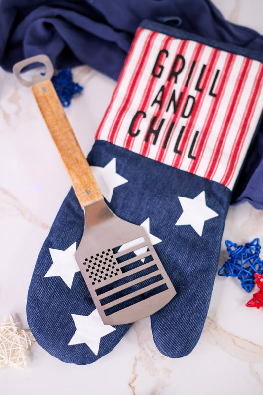 Denim Grill & Chill Grill Mitt & Spatula Set
