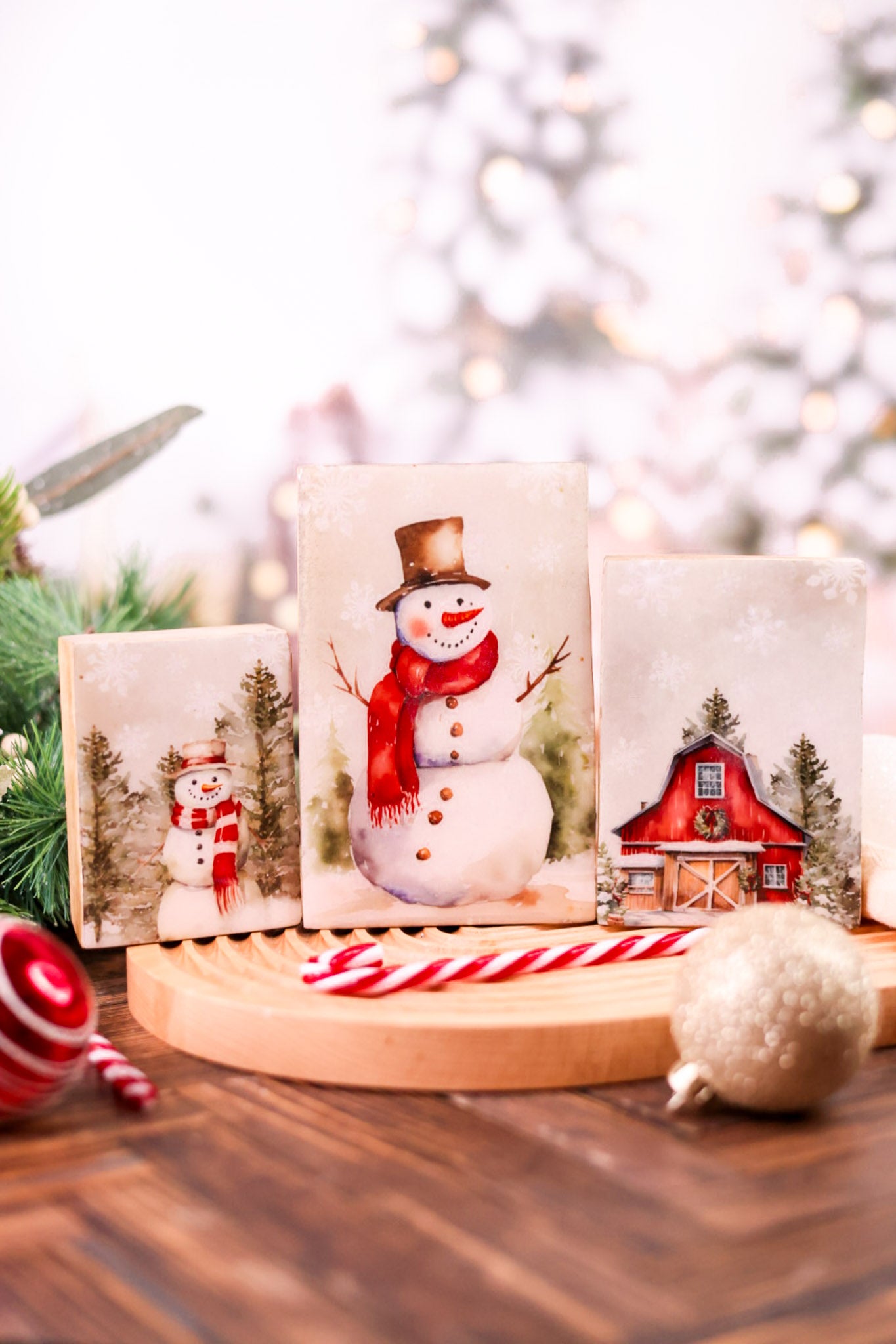 Country Christmas Decorative Blocks (3 Styles)