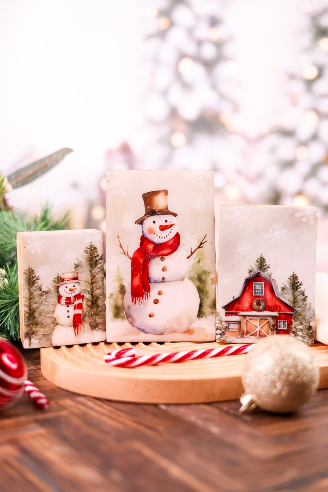 Country Christmas Decorative Blocks (3 Styles)