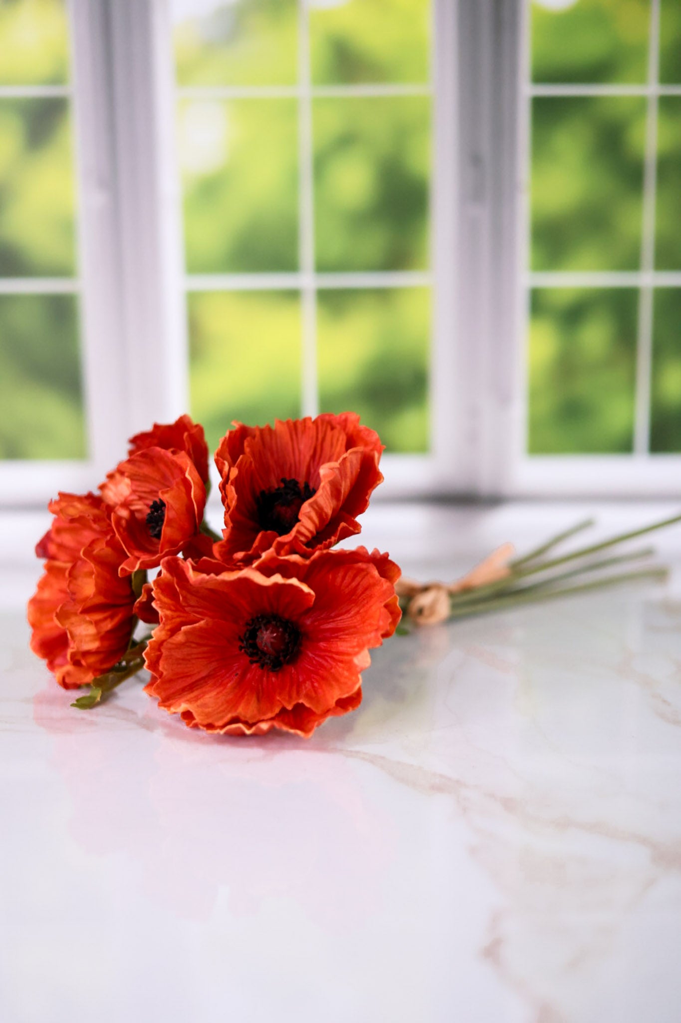 12.5" Orange Real Touch Poppy Bundle (6 Stems)