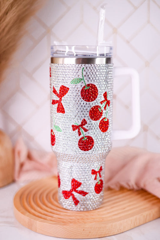 40oz Crystal Cherries Rhinestone Tumbler