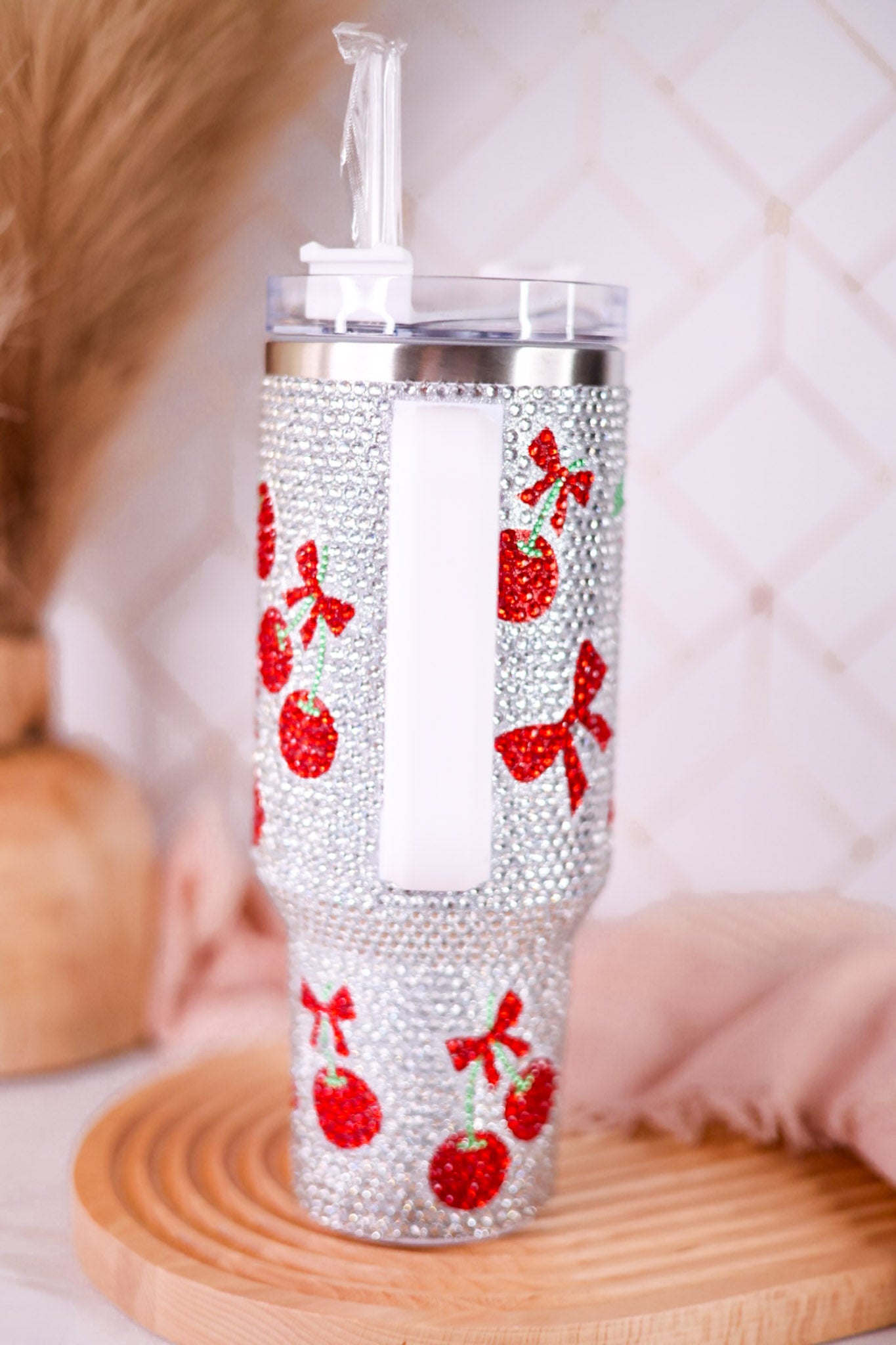 40oz Crystal Cherries Rhinestone Tumbler