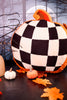 Pumpkin Shaped Black & White Checkered Pillow