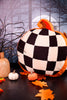 Pumpkin Shaped Black & White Checkered Pillow