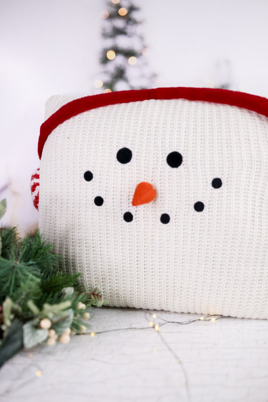 Snowman With Ear Warmer Decorative Pillow