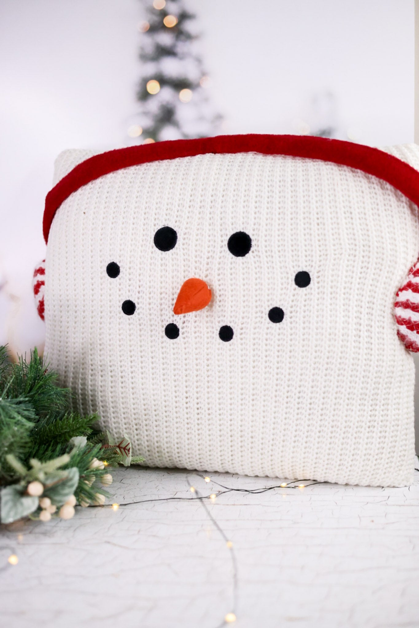 Snowman With Ear Warmer Decorative Pillow