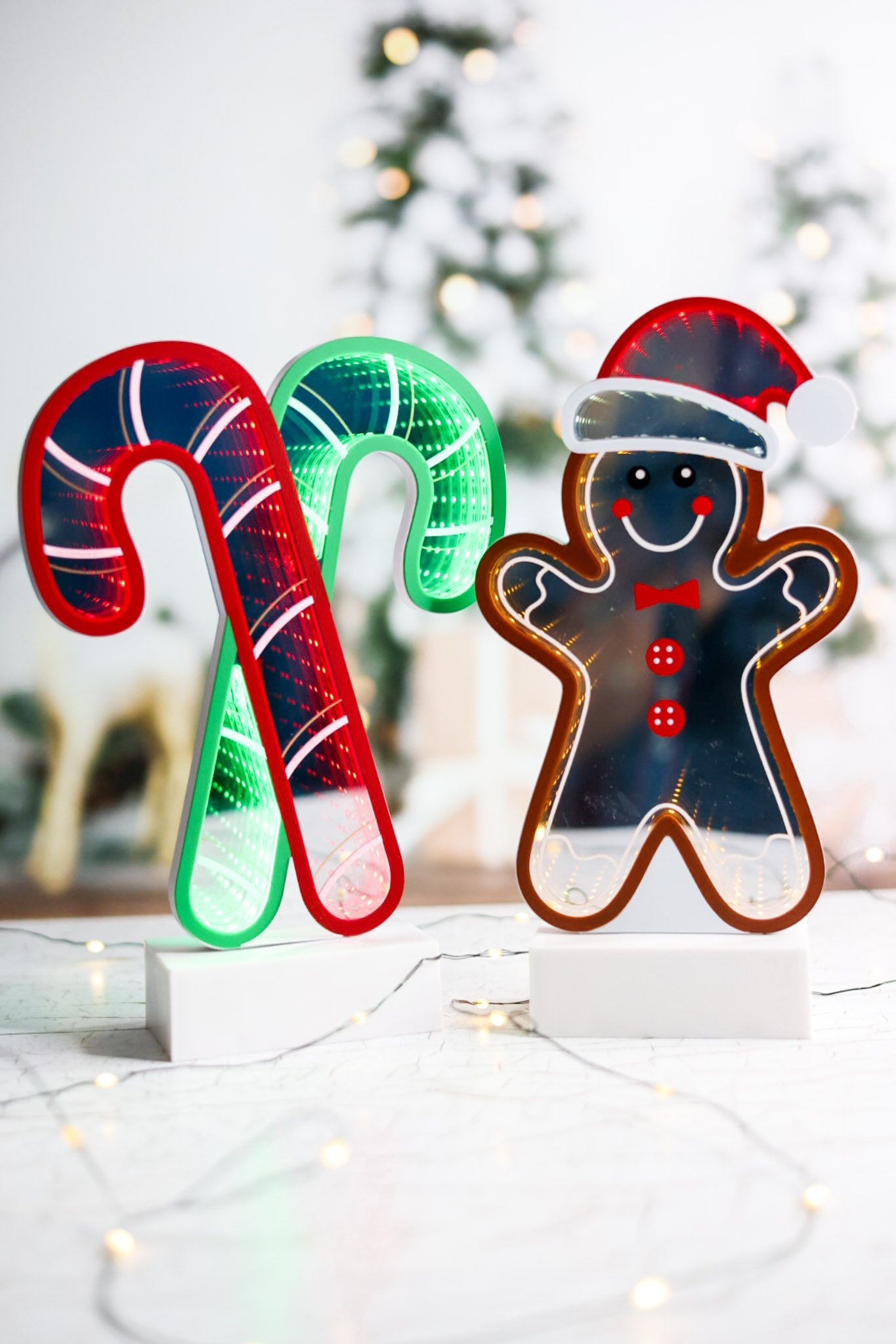 Lighted Christmas Infinity Decorative Table Top Sitters (2 Styles)
