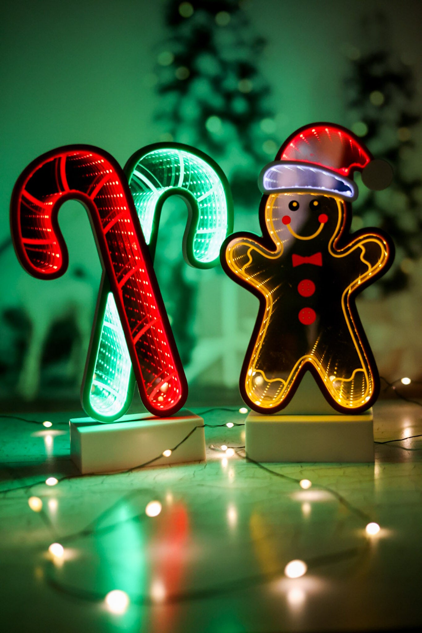 Lighted Christmas Infinity Decorative Table Top Sitters (2 Styles)