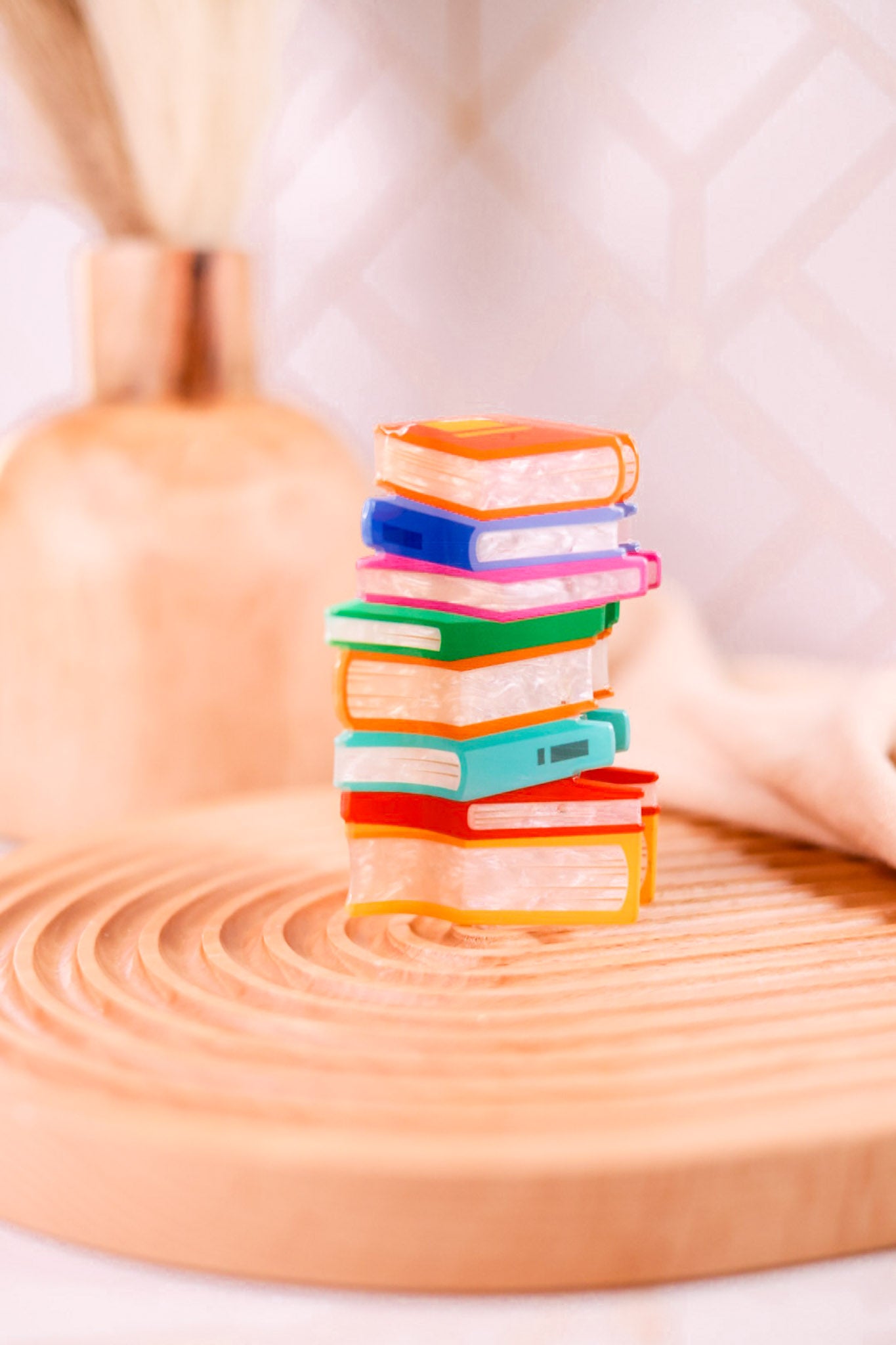 Whimsical Rainbow Book Stack Claw Clip