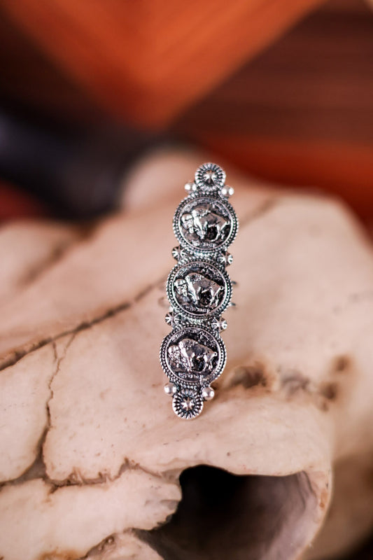 Western Inspired 3 Coin Adjustable Ring