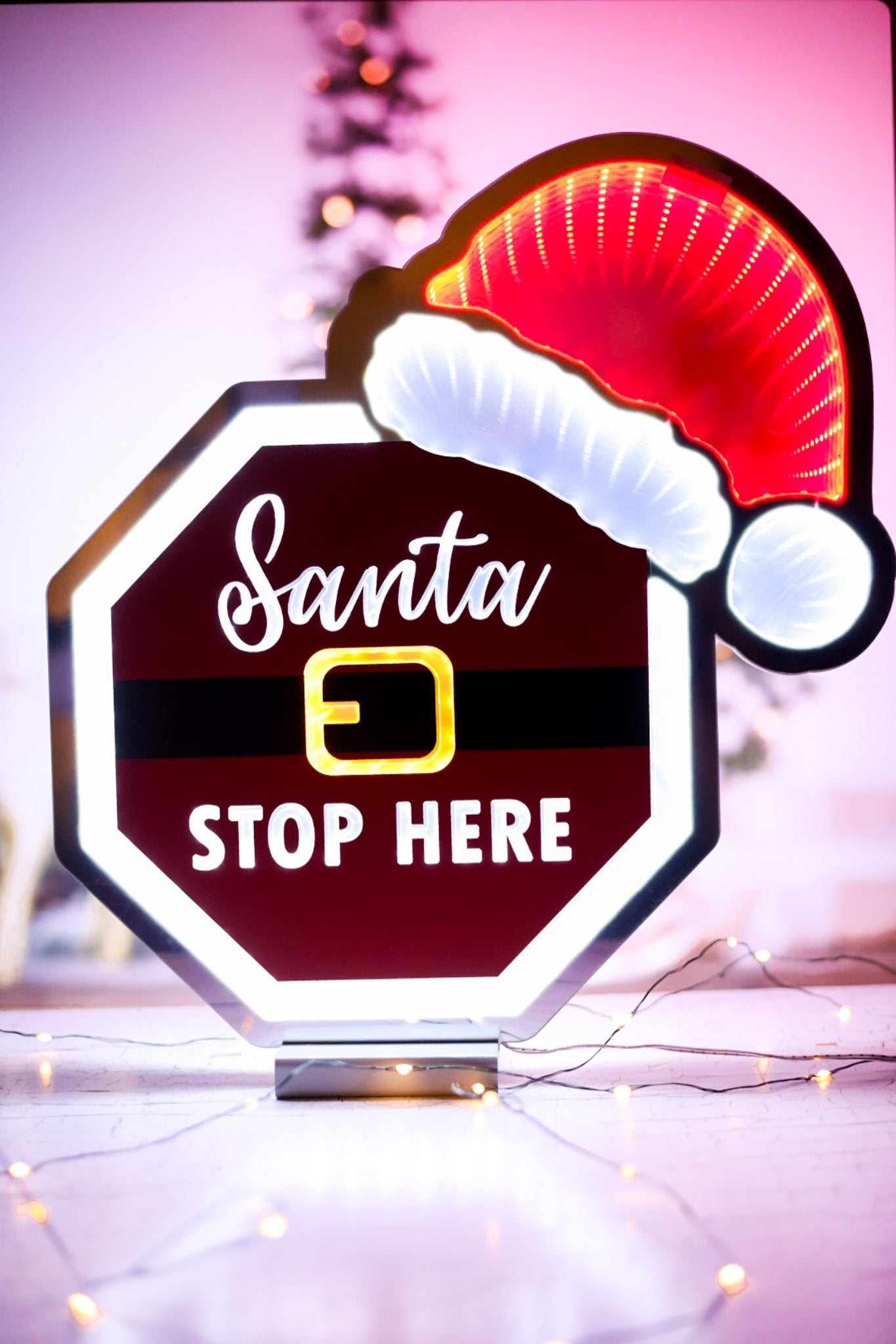 Electric "Santa Stop Here" Infinity Light