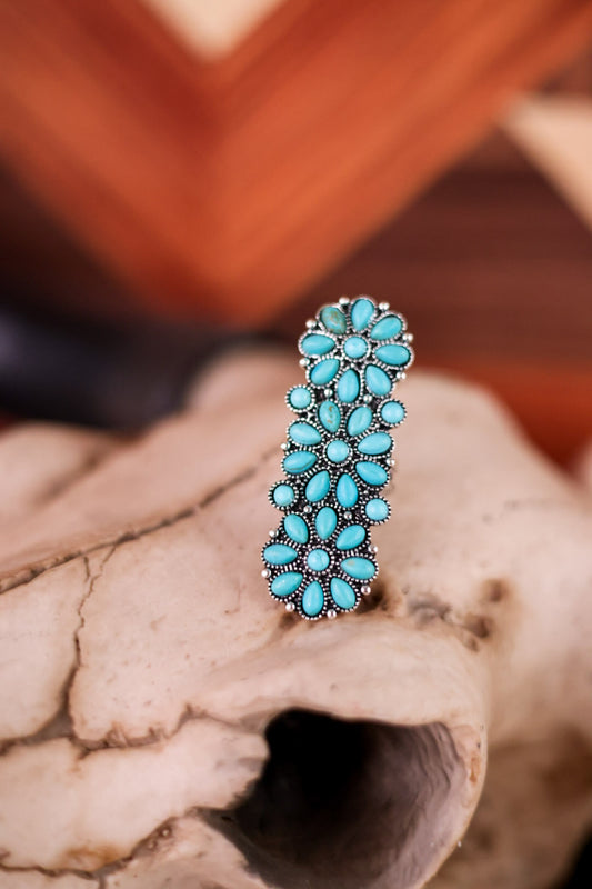 Turquoise Cluster Cuff Ring