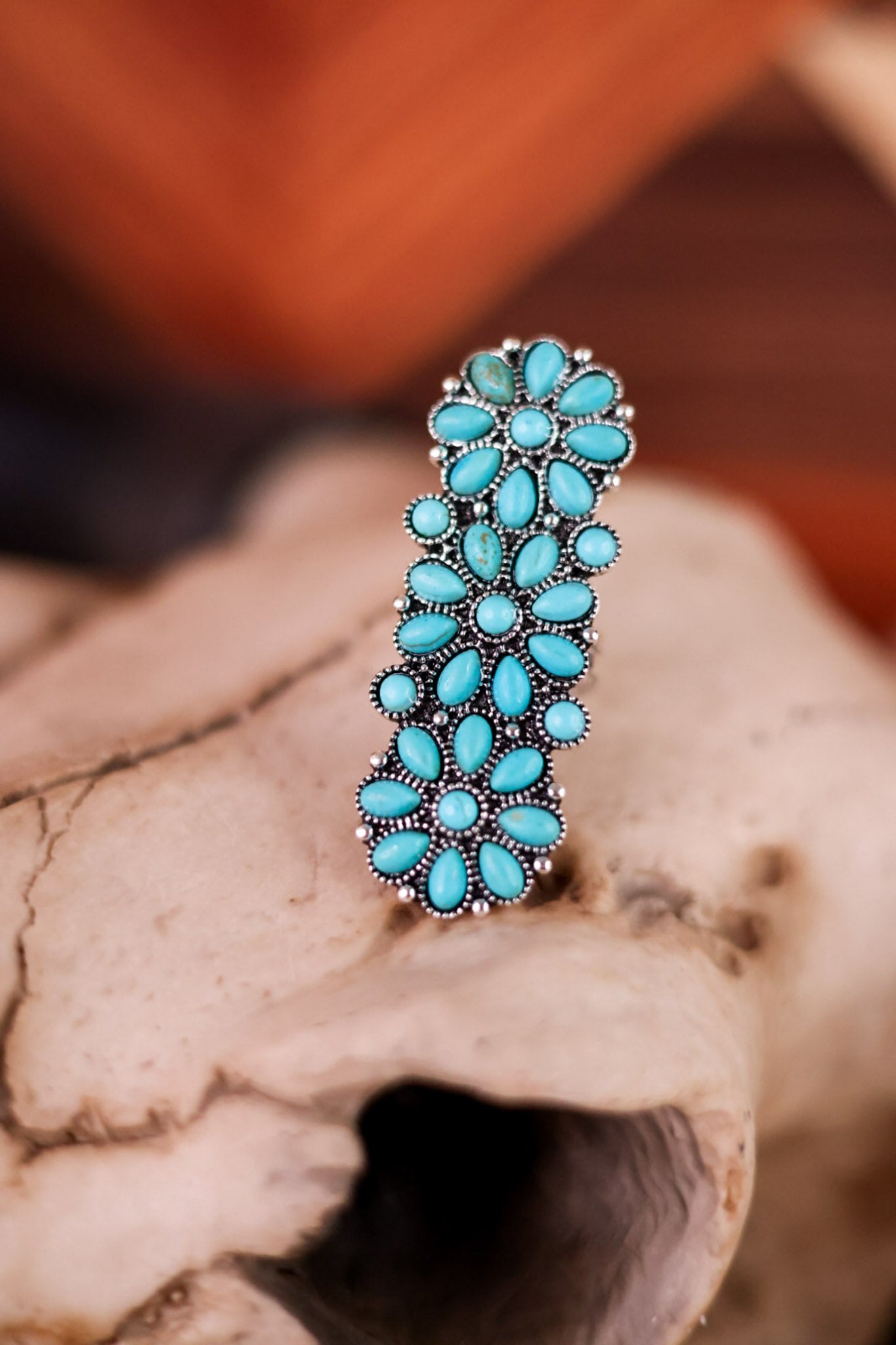 Turquoise Cluster Cuff Ring