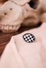 Black and White Checkered Oval Adjustable Ring