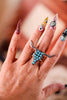 Longhorn Steer Stretch Ring with Blue Stones