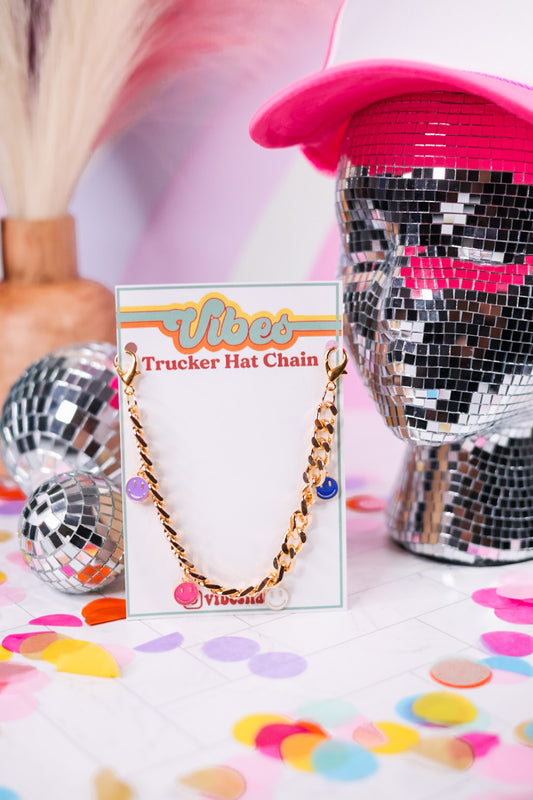 Gold Smiley Trucker Hat Chain